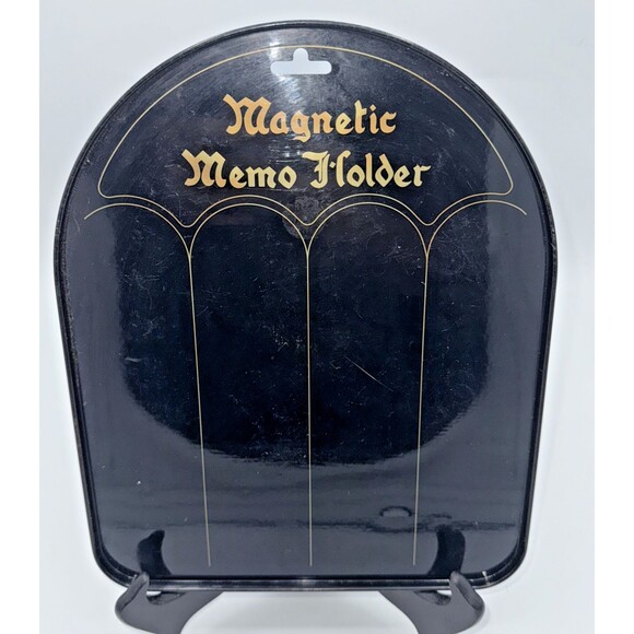 Vintage Magnetic Memo Holder/Board With Cat & Angel Magnets 11”x 9” Black/Gold - Picture 12 of 12